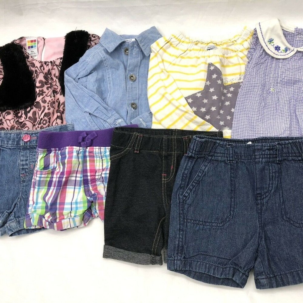 8 pc Lot Girls Clothing Size 18 mo. month Baby Toddler Clothes Summer Shorts